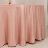 120 Dusty Rose Seamless Lamour Satin Round Tablecloth for 5 Foot Table With Floor-Length Drop