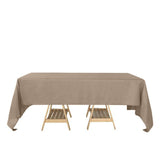 60"x126" Taupe Rectangular Tablecloth, Linen Table Cloth With Slubby Textured, Wrinkle Resistant