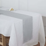 12x108 Silver Linen Table Runner, Slubby Textured Wrinkle Resistant Table Runner