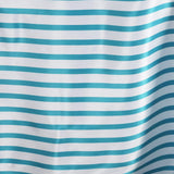 90x156" Stripe Wholesale SATIN Banquet Linen Wedding Party Restaurant Tablecloth - White/Turquoise