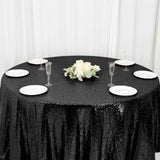 120" Black Premium Sequin Round Tablecloth