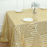 90x132inch Gold Geometric Glitz Art Deco Sequin Rectangular Tablecloth