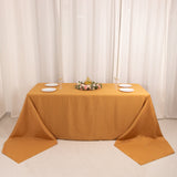 Gold Seamless Premium Polyester Rectangular Tablecloth 220GSM 90"x156inch for 8 Foot Table