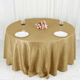 132inch Gold Accordion Crinkle Taffeta Seamless Round Tablecloth