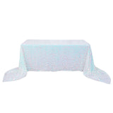 90inch x 156inch Iridescent Blue Big Payette Sequin Rectangle Tablecloth Premium