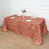 Terracotta (Rust) 3D Leaf Petal Taffeta Fabric Seamless Rectangle Tablecloth - 90x132inch