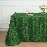 90x156inch Green 3D Leaf Petal Taffeta Fabric Rectangle Tablecloth
