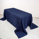 90x132Inch Navy Blue Accordion Crinkle Taffeta Rectangular Tablecloth