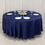 108" Navy Blue Lamour Satin Round Tablecloth