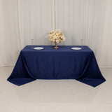 90x132inch navy blue Seamless Lamour Satin Rectangle Tablecloth for 6 Foot Table