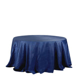 132inch Navy Blue Accordion Crinkle Taffeta Seamless Round Tablecloth