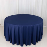 120inch Navy Blue Premium Scuba Wrinkle Free Round Tablecloth, Scuba Polyester Tablecloth