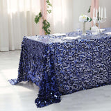 90x132 Navy Blue Big Payette Sequin Rectangle Tablecloth