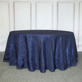 120inch Navy Blue Accordion Crinkle Taffeta Round Tablecloth