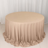 132inch Nude Premium Scuba Wrinkle Free Round Tablecloth, Seamless Scuba Polyester Tablecloth