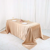 90x132inch Nude Satin Seamless Rectangular Tablecloth