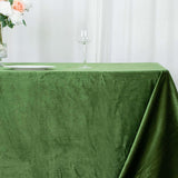 90x132inch Olive Green Seamless Premium Velvet Rectangle Tablecloth, Reusable Linen