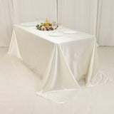 90"x132" Shimmer Pearl White Scuba Rectangle Tablecloth, Wrinkle Free Seamless Premium