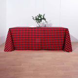 Buffalo Plaid Tablecloth | 90x156 Rectangular | Black/Red | Checkered Polyester Linen Tablecloth