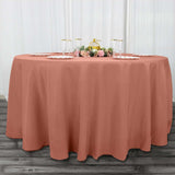 Terracotta (Rust) Seamless Premium Polyester Round Tablecloth 220GSM - 120inch