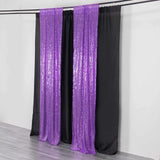 2 Pack Purple Sequin Event Curtain Drapes with Rod Pockets, Seamless Backdrop Event Panels