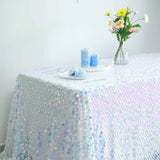 90x132inch Iridescent Blue Big Payette Sequin Rectangle Tablecloth