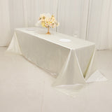 90"x156" Shimmer Pearl White Scuba Rectangle Tablecloth, Wrinkle Free Seamless Premium