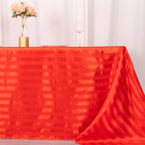 90x132inch Red Satin Stripe Seamless Rectangular Tablecloth