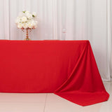 90x156inch Red Premium Scuba Wrinkle Free Rectangular Tablecloth, Seamless Scuba Polyester