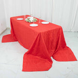 90x156inch Red Accordion Crinkle Taffeta Rectangular Tablecloth