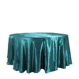 120inch Peacock Teal Satin Round Tablecloth