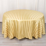 120inch Champagne Satin Stripe Seamless Round Tablecloth