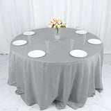 132inch Silver Accordion Crinkle Taffeta Seamless Round Tablecloth