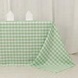 White Sage Green Seamless Buffalo Plaid Rectangle Tablecloth, Checkered