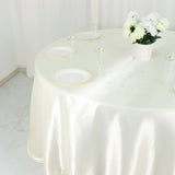 132inch Ivory Seamless Satin Round Tablecloth