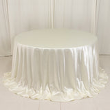 132 Shimmer Pearl White Premium Scuba Round Tablecloth, Wrinkle Free Seamless Polyester