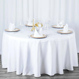 120inch White 190 GSM Seamless Premium Polyester Round Tablecloth