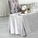 90inch x132inch Silver Seamless Premium Velvet Rectangle Tablecloth, Reusable Linen