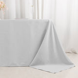 Silver Seamless Premium Polyester Rectangular Tablecloth 220GSM 90x132inch for 6 Foot Table 