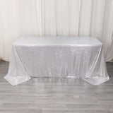 90x132inch Shiny Silver Polyester Rectangular Tablecloth With Shimmer Sequin Dots