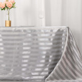 90x132inch Silver Satin Stripe Seamless Rectangular Tablecloth