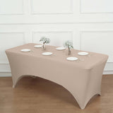 Nude Stretch Spandex Rectangle Tablecloth 8ft Wrinkle Free Fitted Table Cover