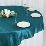 72x72Inch Peacock Teal Accordion Crinkle Taffeta Table Overlay, Square Tablecloth Topper