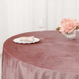 120Inch Dusty Rose Seamless Premium Velvet Round Tablecloth, Reusable Linen