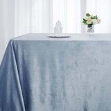 90Inch x 132Inch Dusty Blue Seamless Premium Velvet Rectangle Tablecloth, Reusable Linen