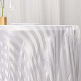 120inch White Satin Stripe Seamless Round Tablecloth