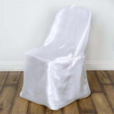 Satin Chair Covers for Folding Chairs White with Glossy Sheen - Stylish Reusable Covers for Formal Gatherings