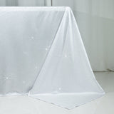 Scuba Rectangular Tablecloth 90×156inch White Rhinestone Accents – Seamless, Wrinkle-Free
