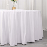 120 White Premium Scuba Round Tablecloth, Wrinkle Free Polyester Seamless Tablecloth