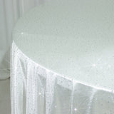 Scuba Round Tablecloth 120 Pearl White with Rhinestone Accents – Seamless, Wrinkle-Free